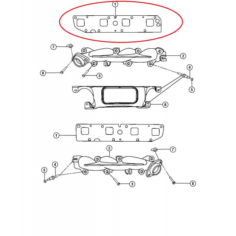 Joint collecteur echappement droit HEMI 5,7 2009 et plus  