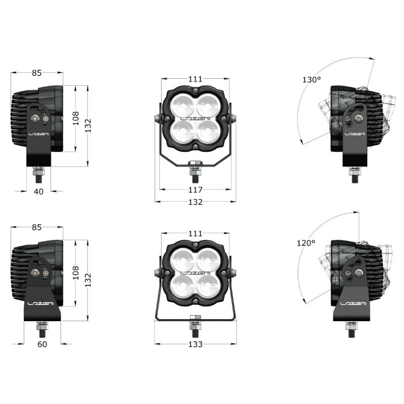 PHARE LED LAZER UTILITY-45 NOIR STD  