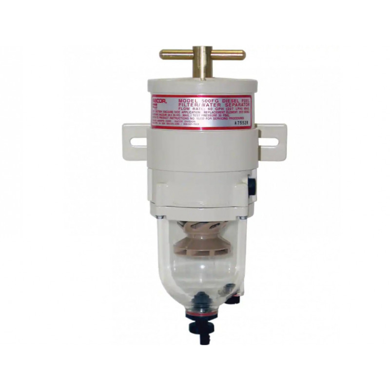 Préfiltre Racor Série 500 500FG avec séparateur d'eau - débit 227L-h - Filtration 30 microns 
