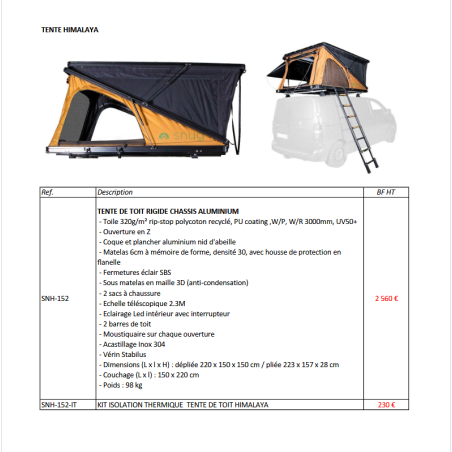 TENTE DE TOIT SNUG 150 RIGIDE " HIMALAYA " 