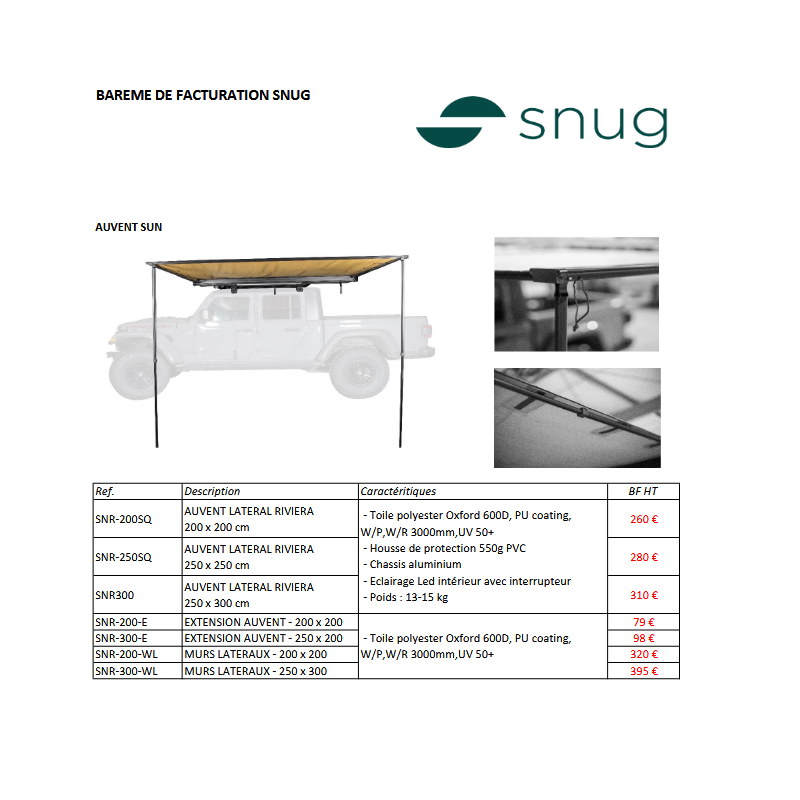 AUVENT LATERAL SNUG 200 x 200 cm 