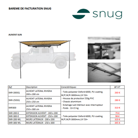 AUVENT LATERAL SNUG 200 x 200 cm 