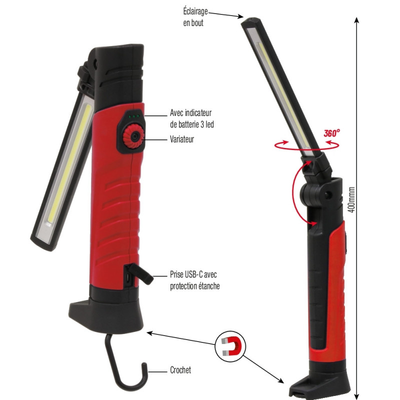 Pack éclairage à induction - Lampe de poche carrée, baladeuse et chargeur 