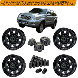 Pack Jantes 17" et accessoires  Toyota kdj 120/125 -  JANTE GOSS TRIANGULAR II BLACK 7X17 6x139.7 ET20 CB106.1 