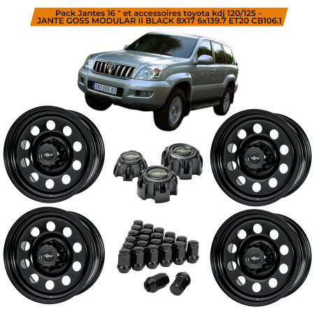 Pack Jantes 17" et accessoires  Toyota kdj 120/125 -  JANTE GOSS TRIANGULAR II GUN METAL GRAY 7X17 6x139.7 ET20 CB106.1 
