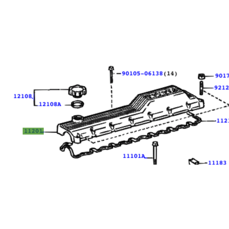 Cache culbuteur HZJ7 HDJ80 12s - noir 