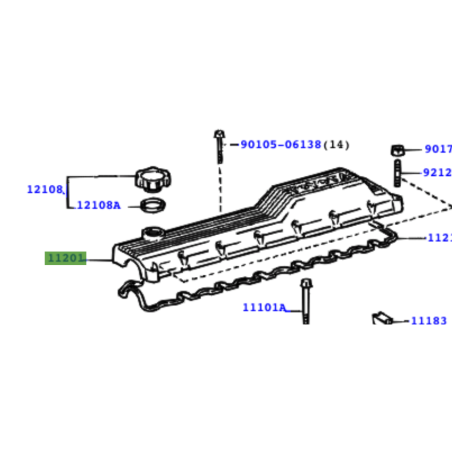Cache culbuteur HZJ7 HDJ80 12s - noir 
