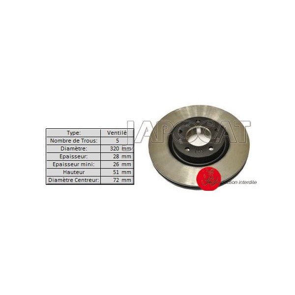 DISQUE de FREIN Avant (L'unité)