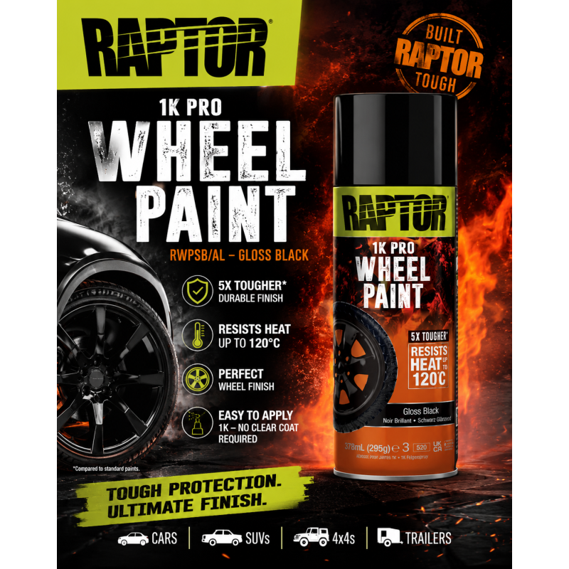 PEINTURE POUR JANTES " RAPTOR " - Noir Satiné 