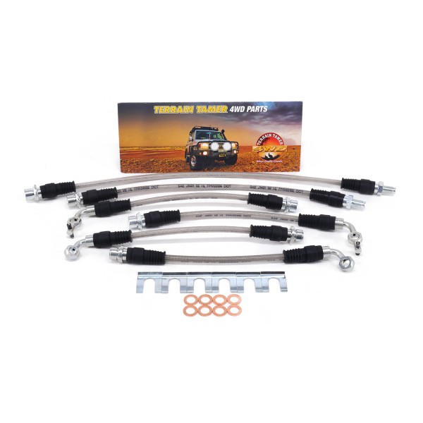 KIT DE FLEXIBLES DE FREIN TRÉSSÉ POUR RÉHAUSSE 50MM