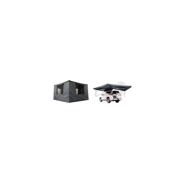 KIT AUVENT ORBITAL 270° AUTOPORTANT CÔTÉ GAUCHE GRIS + CHAMBRE AUVENT GRIS 250 ORBITAL GAUCHE DJEBEL