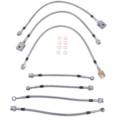 Kit flexibles de frein type Aviation +10 cm pour ABS [Performance]