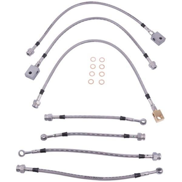Kit flexibles de frein type Aviation +10 cm pour ABS [Performance]