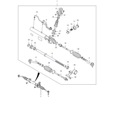 Rotule axiale (sortie crémaillère) [Equipementier Origine]