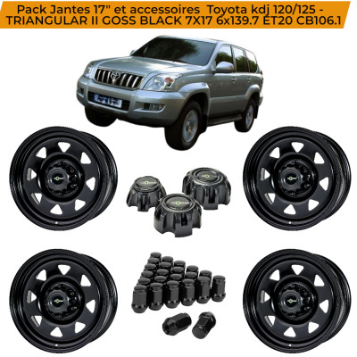 Pack Jantes 17" et accessoires  Toyota kdj 120/125 -  JANTE GOSS TRIANGULAR II BLACK 7X17 6x139.7 ET20 CB106.1