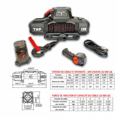 TREUIL T- MAX 6000KG EWI13000S FV SERIES ( CORDE SYNTHETIQUE )