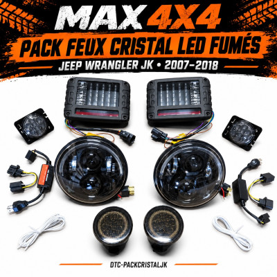 Pack feux LED fumés Jeep Wrangler JK 2007–2018 | MAX 4X4