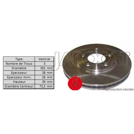 DISQUE de FREIN Avant (L'unité)